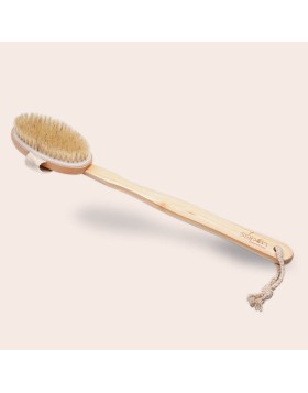 Natural bath brush with bamboo removable handle