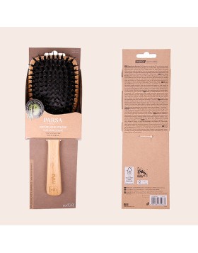 FSC Bamboo Square Hair Brush Wild Boar Bristles with Aloe & Plastic Pins