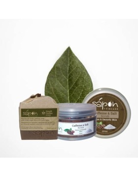 Σετ περιποίησης Scrub με Καφεΐνη & Αλάτι / Σαπούνι με Ελληνικό καφέ